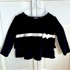 Gymboree black and white ribbon shirt